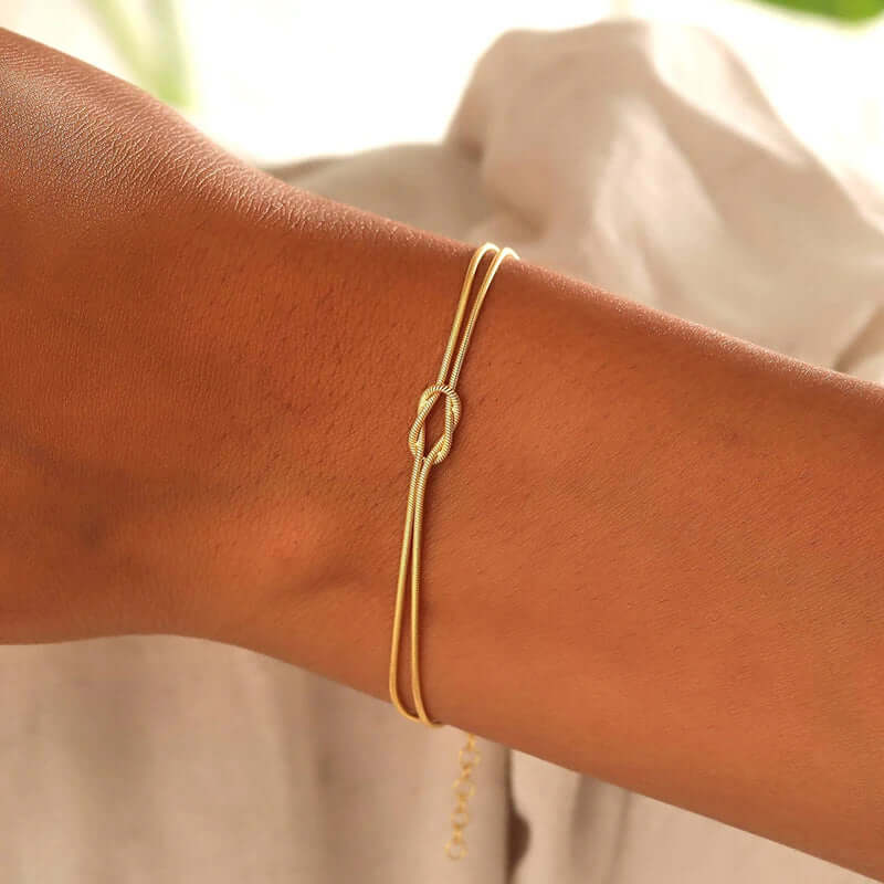 Stainless Steel Knot Snake Chain Bracelet for Couple Handmade Knot Bracelet Gold Silver Color Valentine'S Day Jewelry Gifts