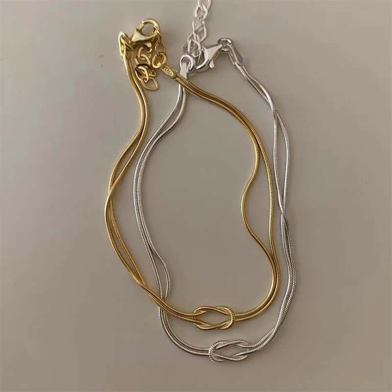 Stainless Steel Knot Snake Chain Bracelet for Couple Handmade Knot Bracelet Gold Silver Color Valentine'S Day Jewelry Gifts
