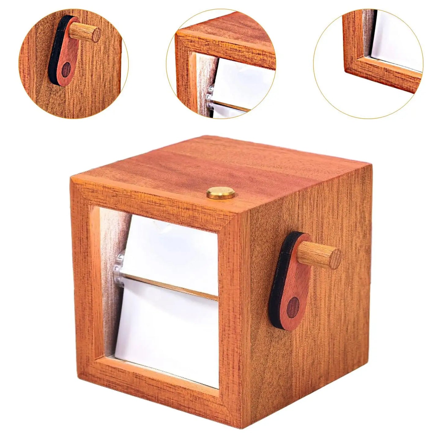 DIY Hand-Crank Photo Flipbook Display Box Page Turning Album Can Store 8/16 Photos for Wedding Anniversary Commemorative Gift