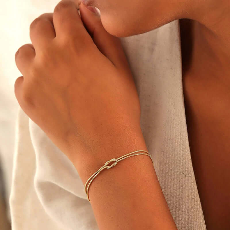 Stainless Steel Knot Snake Chain Bracelet for Couple Handmade Knot Bracelet Gold Silver Color Valentine'S Day Jewelry Gifts